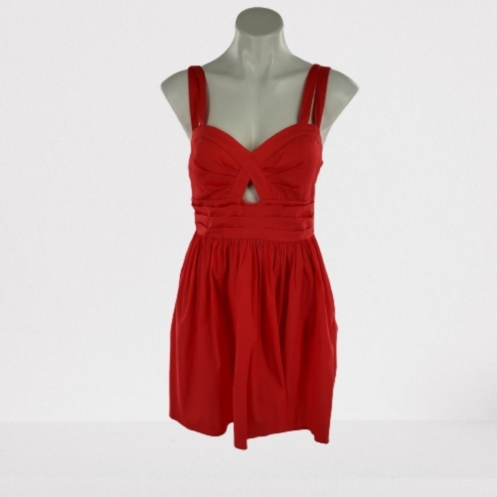 Emerald Sundae Red Midi Dress with Crisscross Bodice
